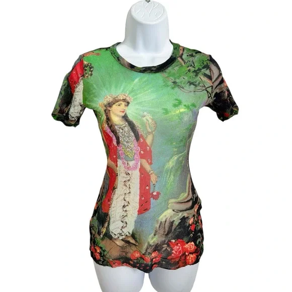 Vtg 90's Jean Paul Gaultier Maille Fuzzi Sheer Mesh Top Sz M Rare Made Italy - Picture 5 of 7